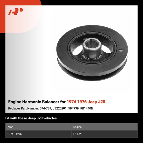 Engine Harmonic Balancer for 1974 1976 Jeep J20