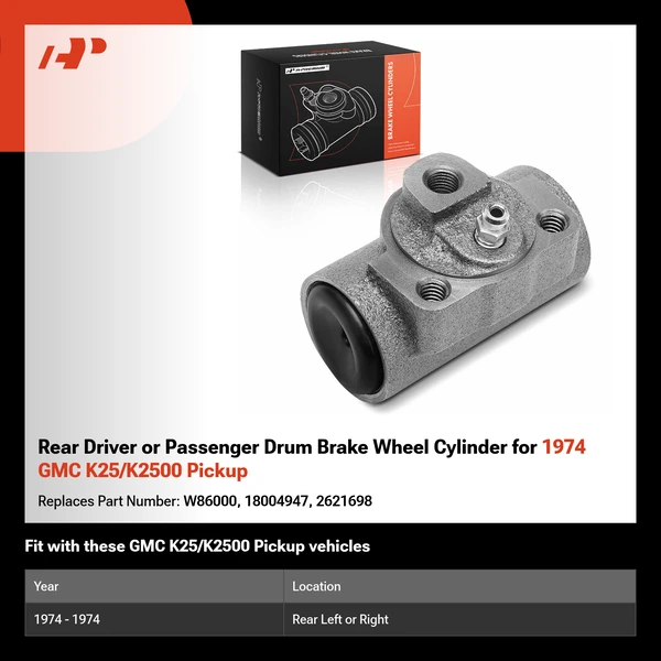 Rear Driver or Passenger Drum Brake Wheel Cylinder for 1974 GMC K25/K2500 Pickup