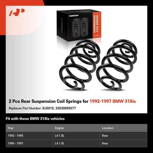 2 Pcs Rear Suspension Coil Springs for 1992-1997 BMW 318is