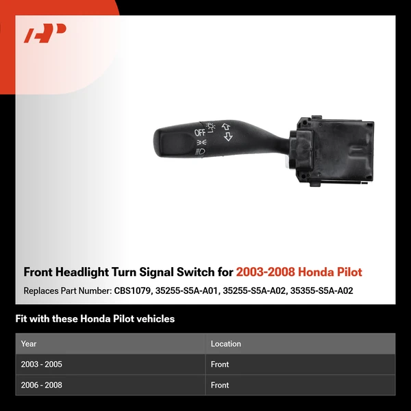 Front Headlight Turn Signal Switch for 2003-2008 Honda Pilot