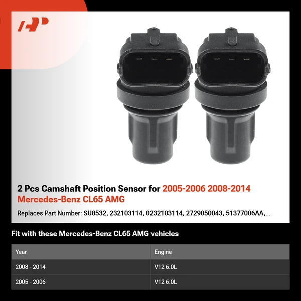 2 Pcs Camshaft Position Sensor for 2005-2006 2008-2014 Mercedes-Benz CL65 AMG