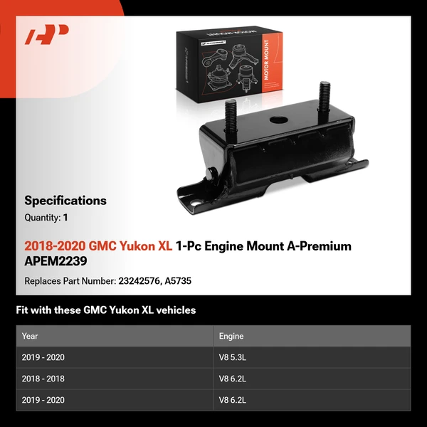 2018-2020 GMC Yukon XL 1-Pc Engine Mount A-Premium APEM2239