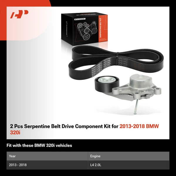 2 Pcs Serpentine Belt Drive Component Kit for 2013-2018 BMW 320i