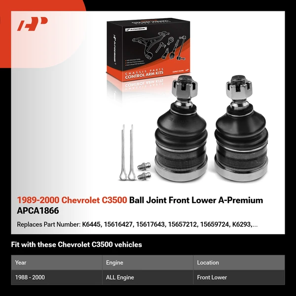 1989-2000 Chevrolet C3500 Ball Joint Front Lower A-Premium APCA1866