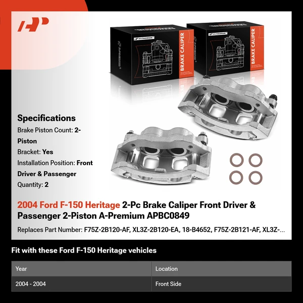 2004 Ford F-150 Heritage 2-Pc Brake Caliper Front Driver & Passenger 2-Piston A-Premium APBC0849