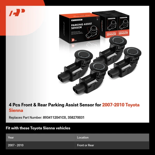 4 Pcs Front & Rear Parking Assist Sensor for 2007-2010 Toyota Sienna
