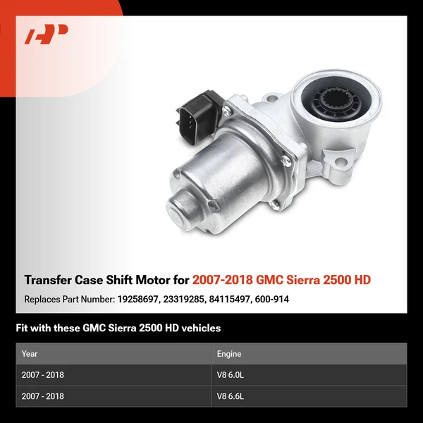Transfer Case Shift Motor for 2007-2018 GMC Sierra 2500 HD