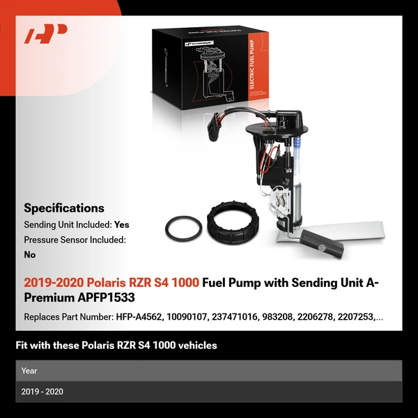 2019-2020 Polaris RZR S4 1000 Fuel Pump with Sending Unit A-Premium APFP1533