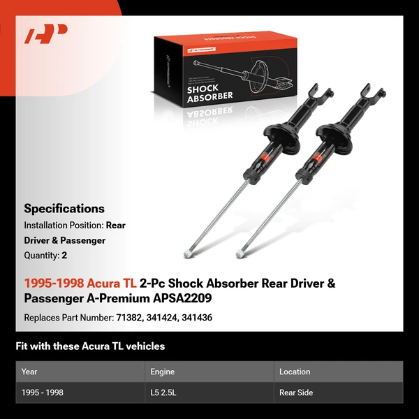 1995-1998 Acura TL 2-Pc Shock Absorber Rear Driver & Passenger A-Premium APSA2209