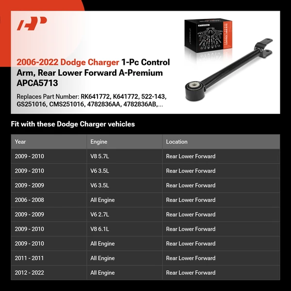 2006-2022 Dodge Charger 1-Pc Control Arm, Rear Lower Forward A-Premium APCA5713