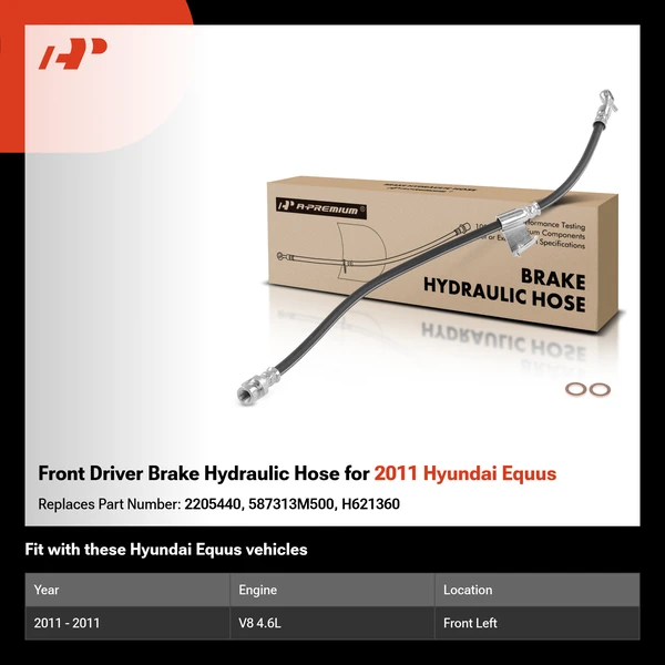 Front Driver Brake Hydraulic Hose for 2011 Hyundai Equus