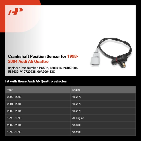 Crankshaft Position Sensor for 1998-2004 Audi A6 Quattro