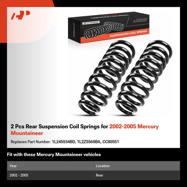 2 Pcs Rear Suspension Coil Springs for 2002-2005 Mercury Mountaineer