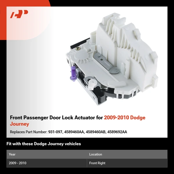 Front Passenger Door Lock Actuator for 2009-2010 Dodge Journey