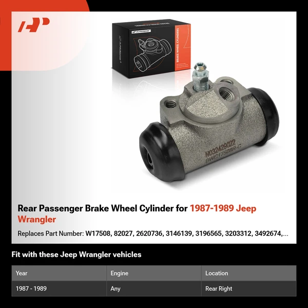 Rear Passenger Brake Wheel Cylinder for 1987-1989 Jeep Wrangler