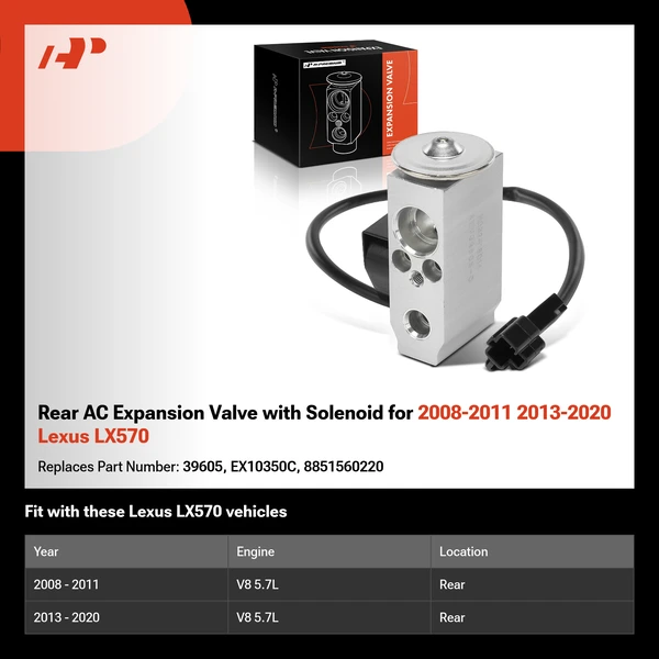 Rear AC Expansion Valve with Solenoid for 2008-2011 2013-2020 Lexus LX570