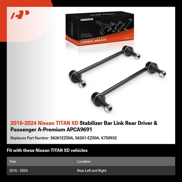 2016-2024 Nissan TITAN XD Stabilizer Bar Link Rear Driver & Passenger A-Premium APCA9691