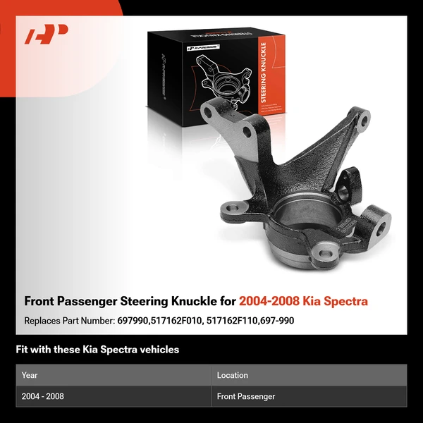 Front Passenger Steering Knuckle for 2004-2008 Kia Spectra