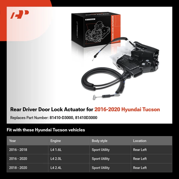 Rear Driver Door Lock Actuator for 2016-2020 Hyundai Tucson