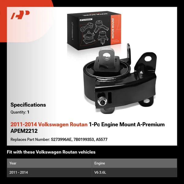 2011-2014 Volkswagen Routan 1-Pc Engine Mount A-Premium APEM2212