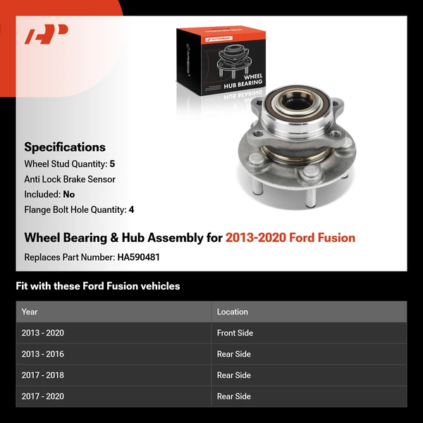 Wheel Bearing & Hub Assembly for 2013-2020 Ford Fusion