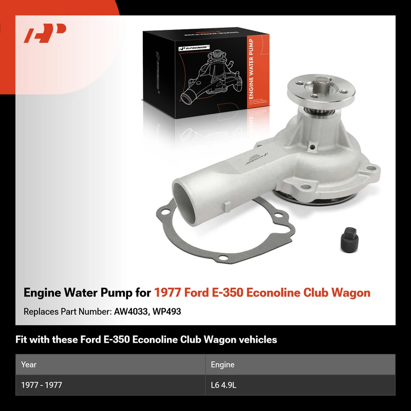 Engine Water Pump for 1977 Ford E-350 Econoline Club Wagon