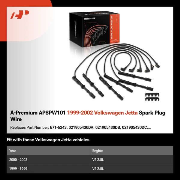 A-Premium APSPW101 1999-2002 Volkswagen Jetta Spark Plug Wire