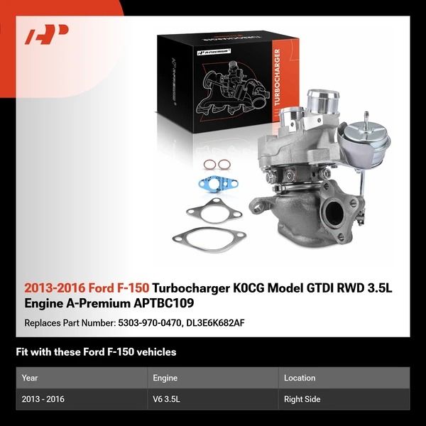 2013-2016 Ford F-150 Turbocharger K0CG Model GTDI RWD 3.5L Engine A-Premium APTBC109