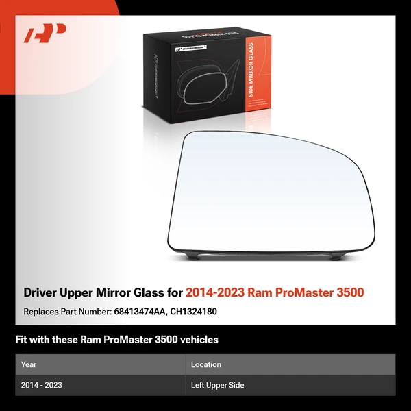 Driver Upper Mirror Glass for 2014-2023 Ram ProMaster 3500