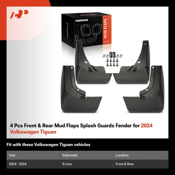 4 Pcs Front & Rear Mud Flaps Splash Guards Fender for 2024 Volkswagen Tiguan