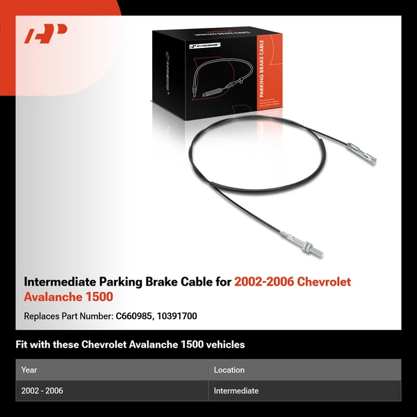 Intermediate Parking Brake Cable for 2002-2006 Chevrolet Avalanche 1500