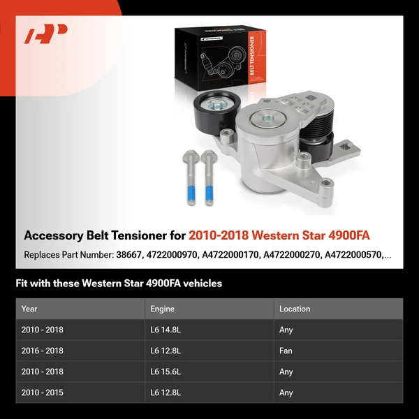 Accessory Belt Tensioner for 2010-2018 Western Star 4900FA