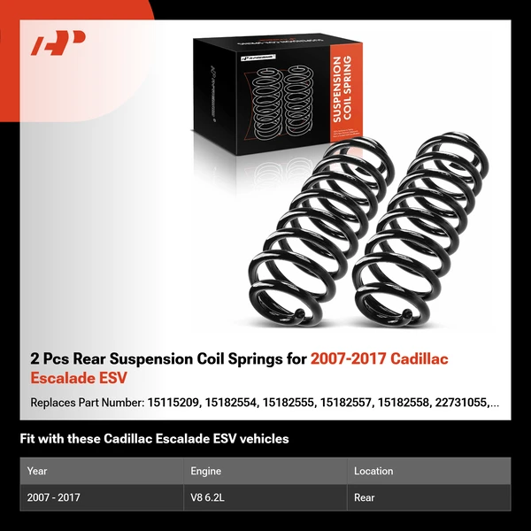 2 Pcs Rear Suspension Coil Springs for 2007-2017 Cadillac Escalade ESV