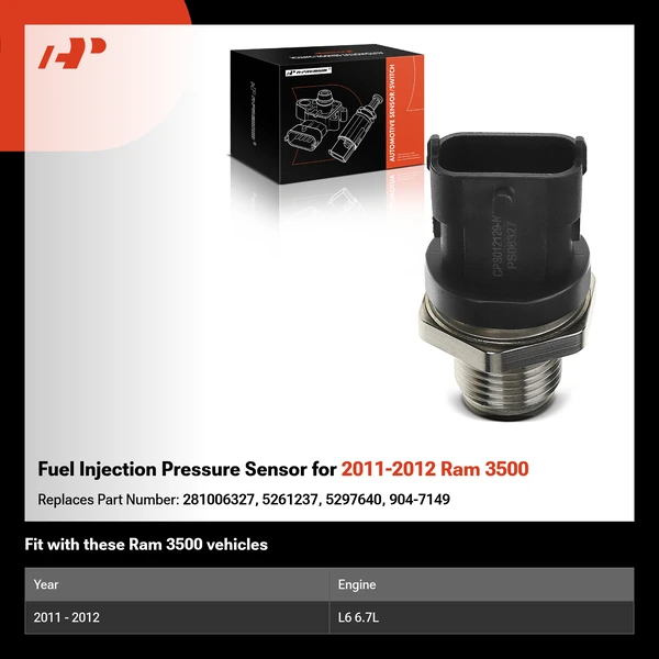 Fuel Injection Pressure Sensor for 2011-2012 Ram 3500