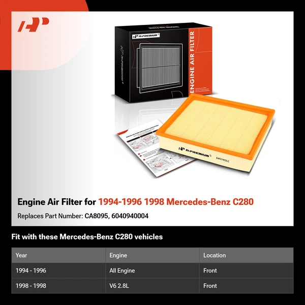 Engine Air Filter for 1994-1996 1998 Mercedes-Benz C280