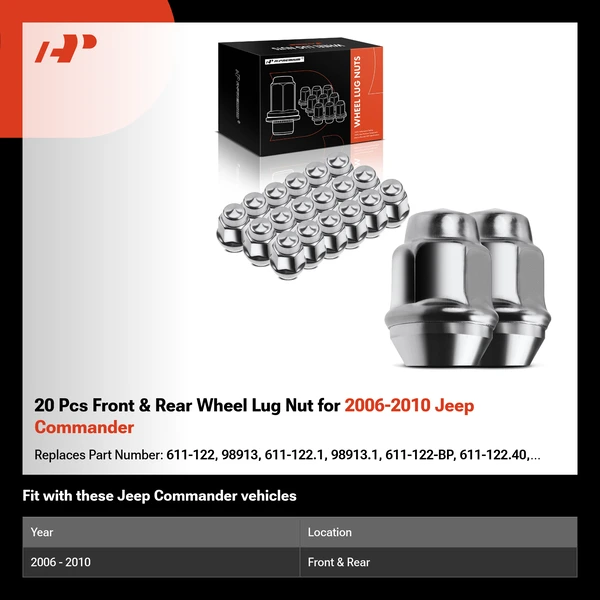 20 Pcs Front & Rear Wheel Lug Nut for 2006-2010 Jeep Commander