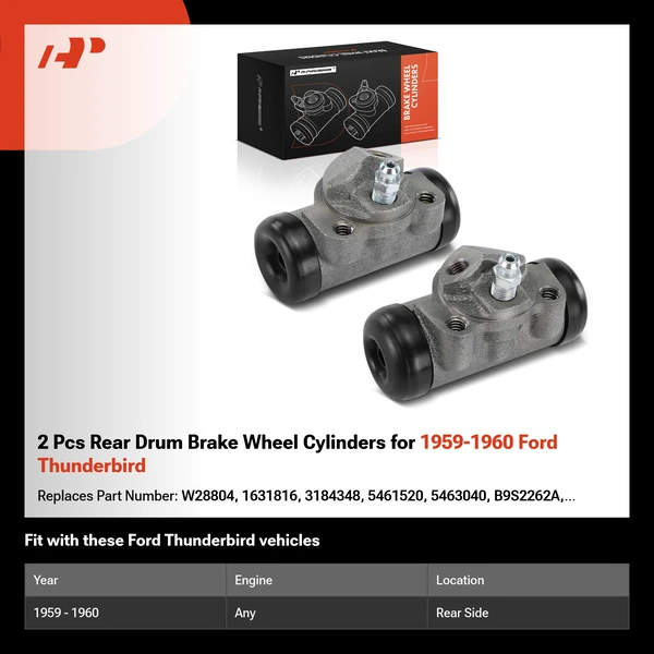 2 Pcs Rear Drum Brake Wheel Cylinders for 1959-1960 Ford Thunderbird