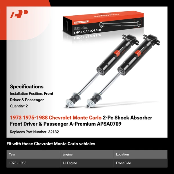 1973 1975-1988 Chevrolet Monte Carlo 2-Pc Shock Absorber Front Driver & Passenger A-Premium APSA0709