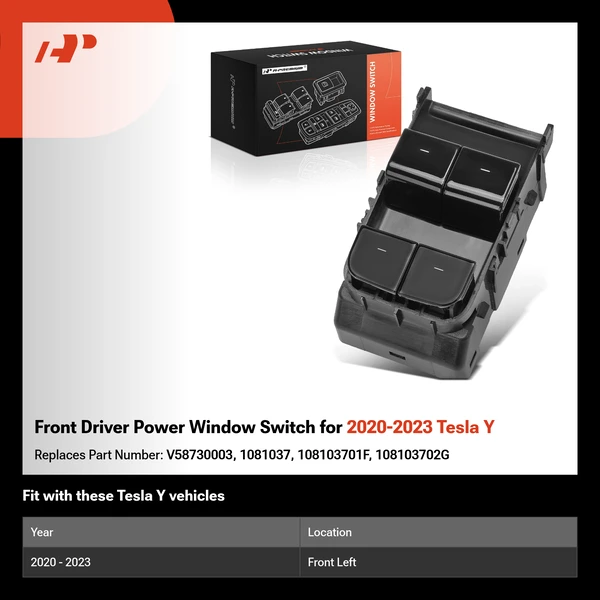 Front Driver Power Window Switch for 2020-2023 Tesla Y