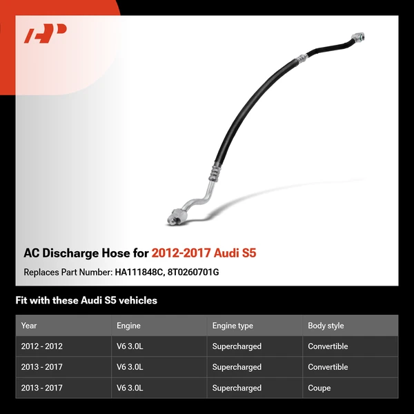 AC Discharge Hose for 2012-2017 Audi S5