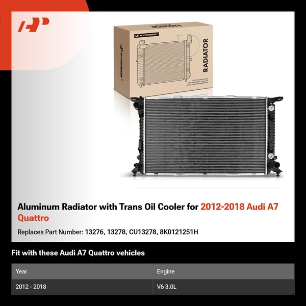 Aluminum Radiator with Trans Oil Cooler for 2012-2018 Audi A7 Quattro