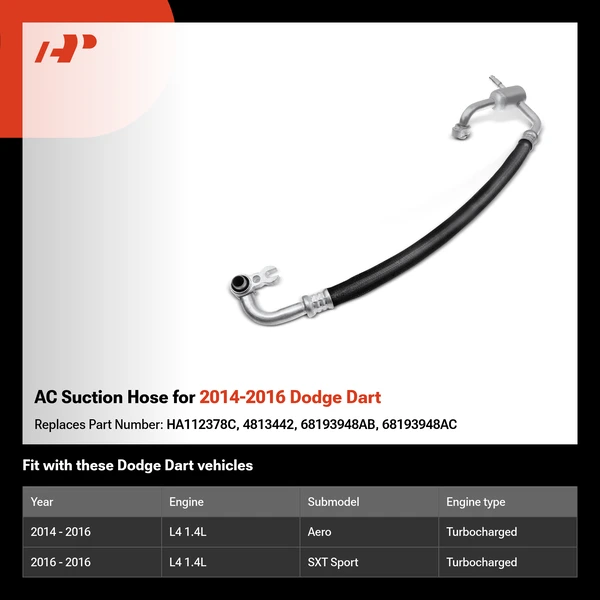 AC Suction Hose for 2014-2016 Dodge Dart