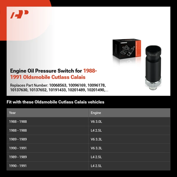 Engine Oil Pressure Switch for 1988-1991 Oldsmobile Cutlass Calais