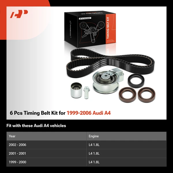 6 Pcs Timing Belt Kit for 1999-2006 Audi A4