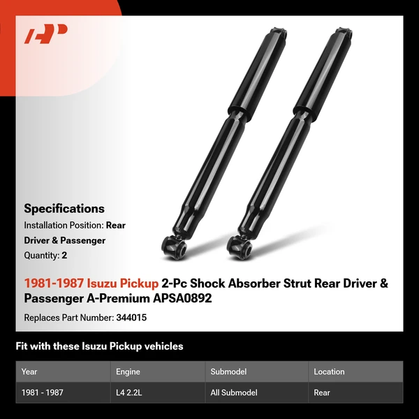 1981-1987 Isuzu Pickup 2-Pc Shock Absorber Strut Rear Driver & Passenger A-Premium APSA0892