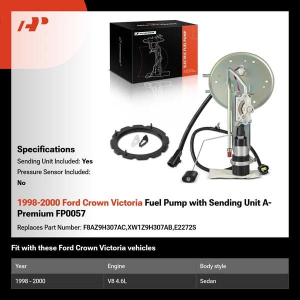 1998-2000 Ford Crown Victoria Fuel Pump with Sending Unit A-Premium FP0057