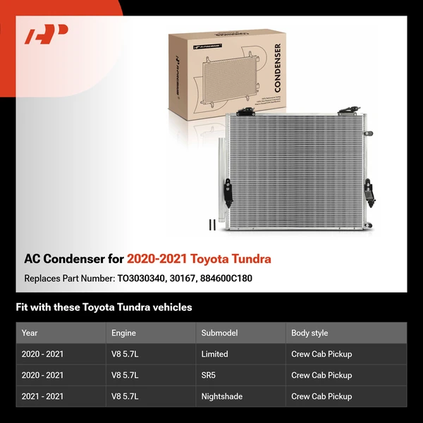 AC Condenser for 2020-2021 Toyota Tundra