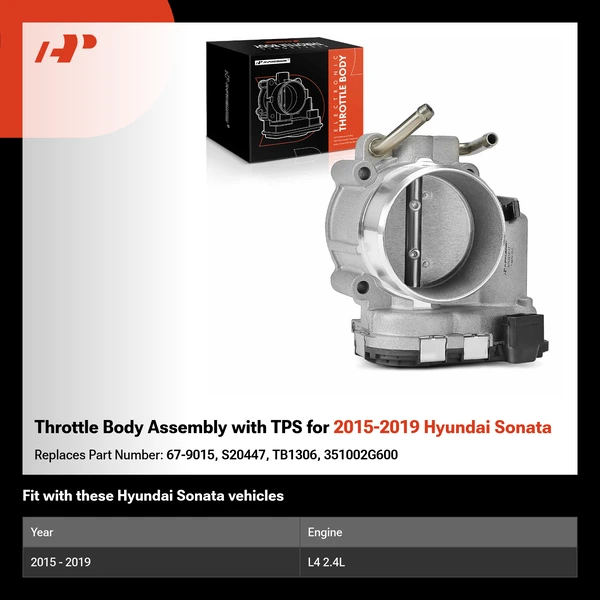 Throttle Body Assembly with TPS for 2015-2019 Hyundai Sonata