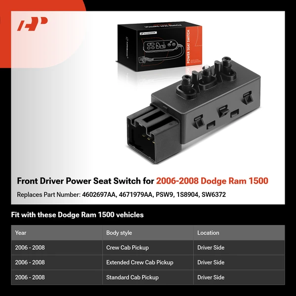 Front Driver Power Seat Switch for 2006-2008 Dodge Ram 1500