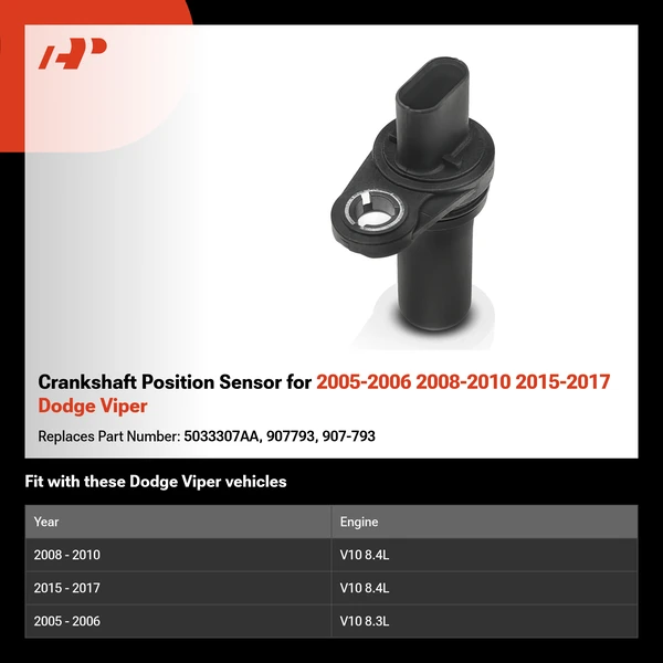 Crankshaft Position Sensor for 2005-2006 2008-2010 2015-2017 Dodge Viper
